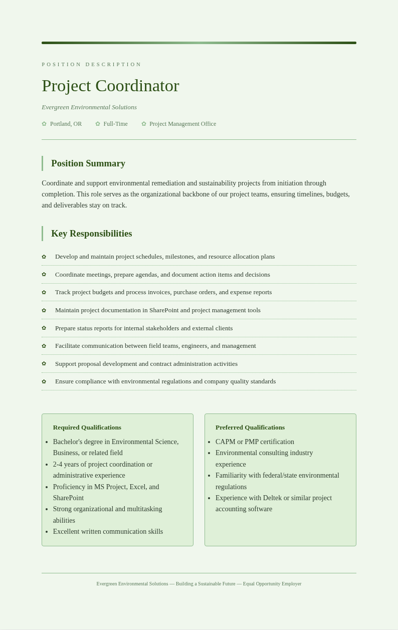 Botanical nature job description